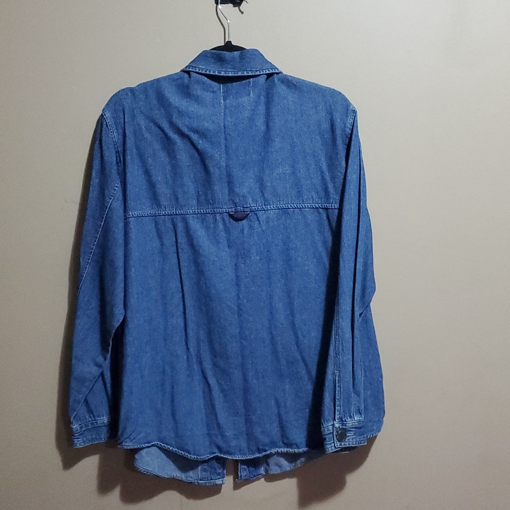 Cotton Ginny Classic Blue Denim Zippered Shirt Jacket Size Large - Picture 5 of 6